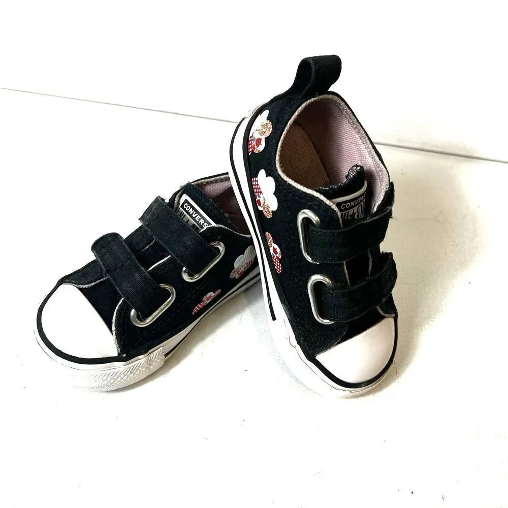 Converse Infant Girls 5 Black/Multicolor Balloons Print Snap On Low Top Sneakers